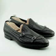 Black Double Monk Strap Loafers