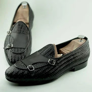 The Agatha Black Double Monk Strap Shoes