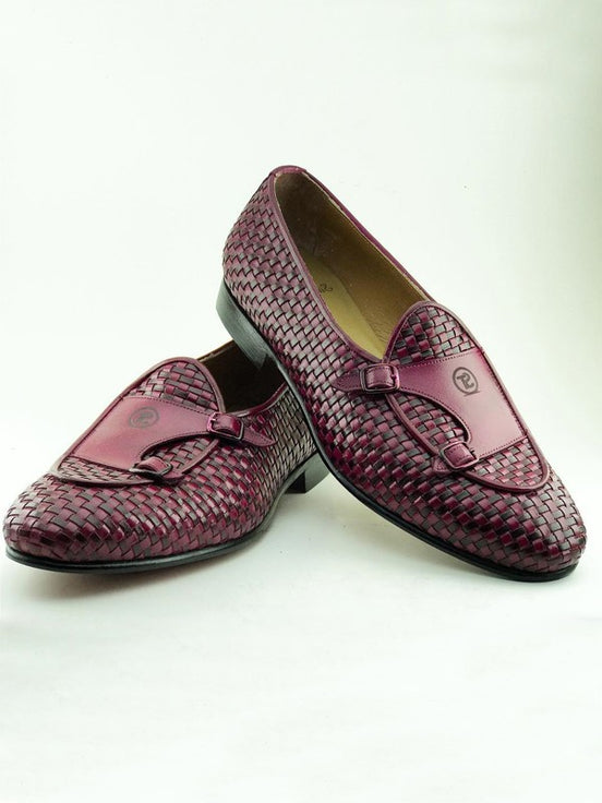 Burgundy Black Double Monk Strap Shoes