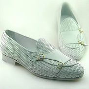 The Agatha White Double Monk Strap Shoes