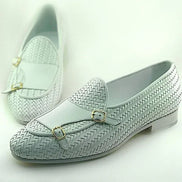 The Agatha White Double Monk Strap Shoes