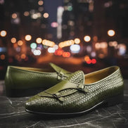 Green Double Monk Strap Shoes