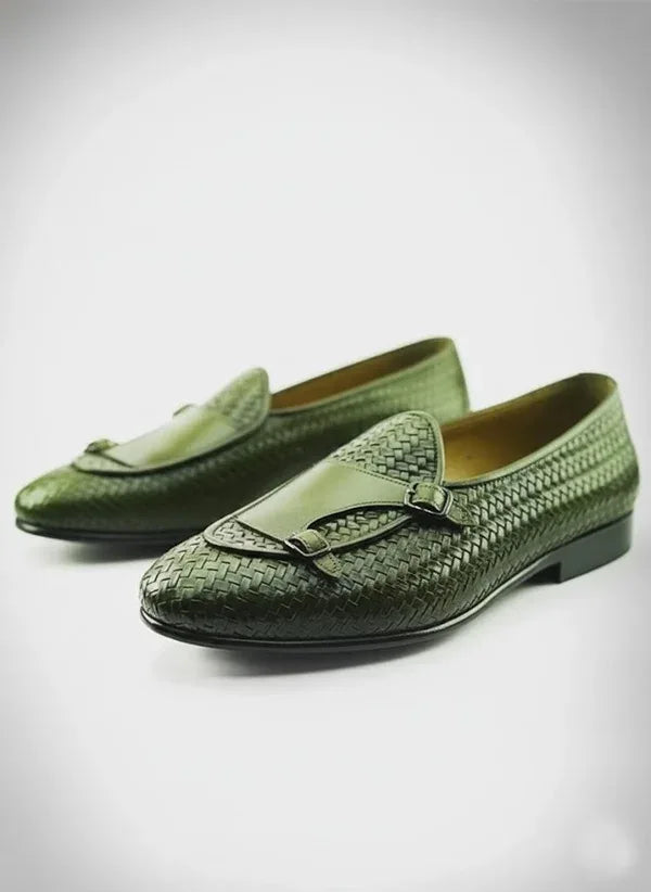 Green Double Monk Strap Shoes