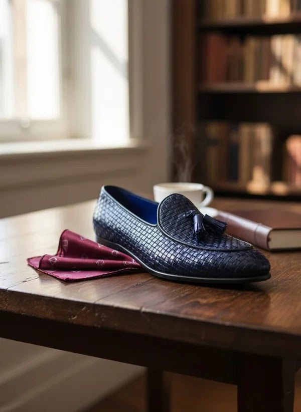 Navy Blue Tassel Loafers