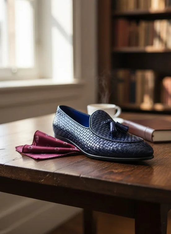Navy Blue Tassel Loafers