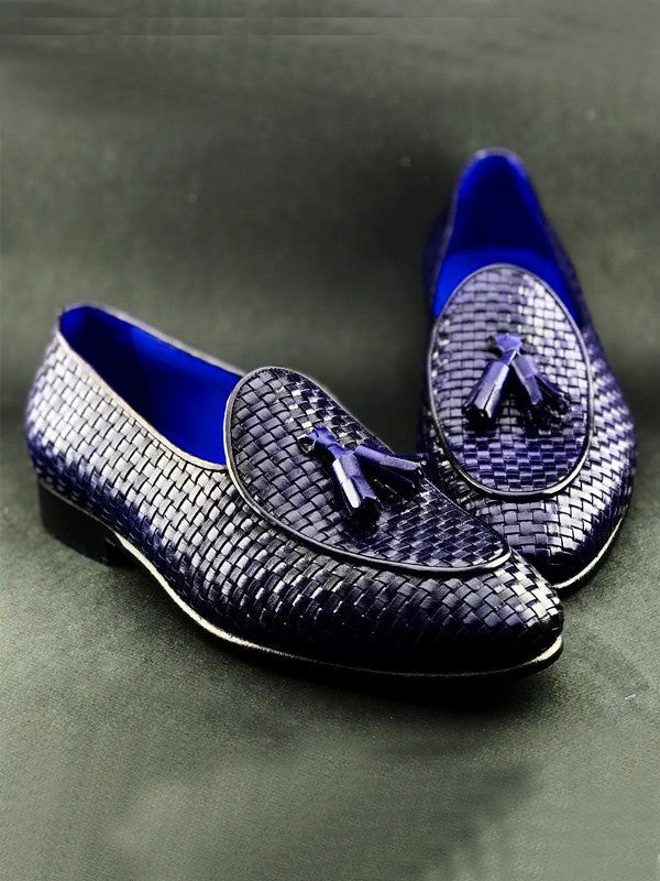 The Agatha Navy Blue Tassel Loafers