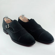 The Agnes Suede Black Monk Strap Shoes