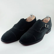 The Agnes Suede Black Monk Strap Shoes