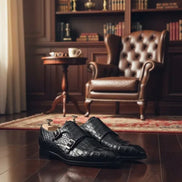 Black Double Monk Strap Shoes