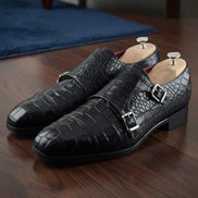 Black Double Monk Strap Shoes