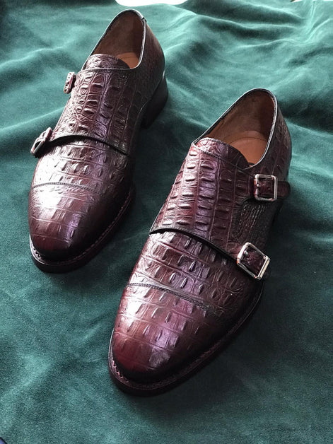 The Agrona Cap Toe Brown Double Monk Strap Shoes