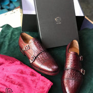 The Agrona Cap Toe Brown Double Monk Strap Shoes