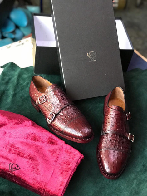 The Agrona Cap Toe Brown Double Monk Strap Shoes