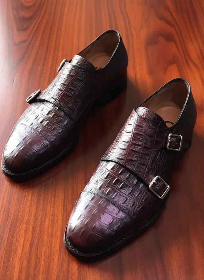 Brown Double Monk Strap Shoes