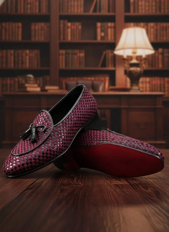 Red Black Tassel Loafers