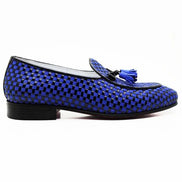 The Akua Blue Black Tassel Loafers