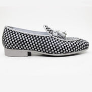 The Akua White Black Tassel Loafers