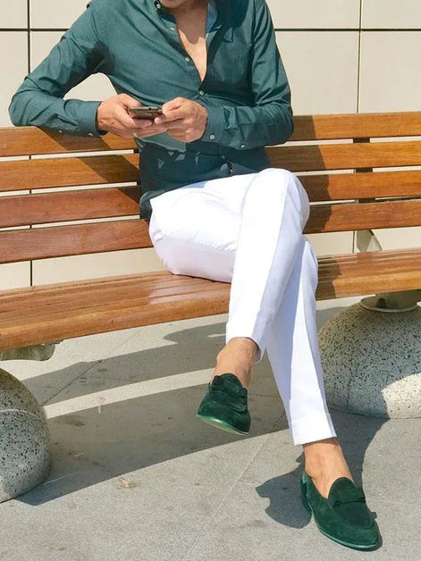 The Heritage Suede Green Tuxedo Loafers