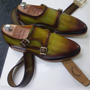 The Avra Olive Double Monk Strap Shoes
