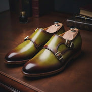 Olive Double Monk Strap Shoes