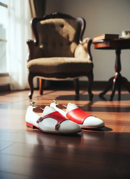 White Red Leather Shoes