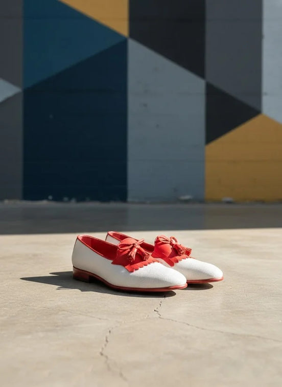 White shoes with red tassels