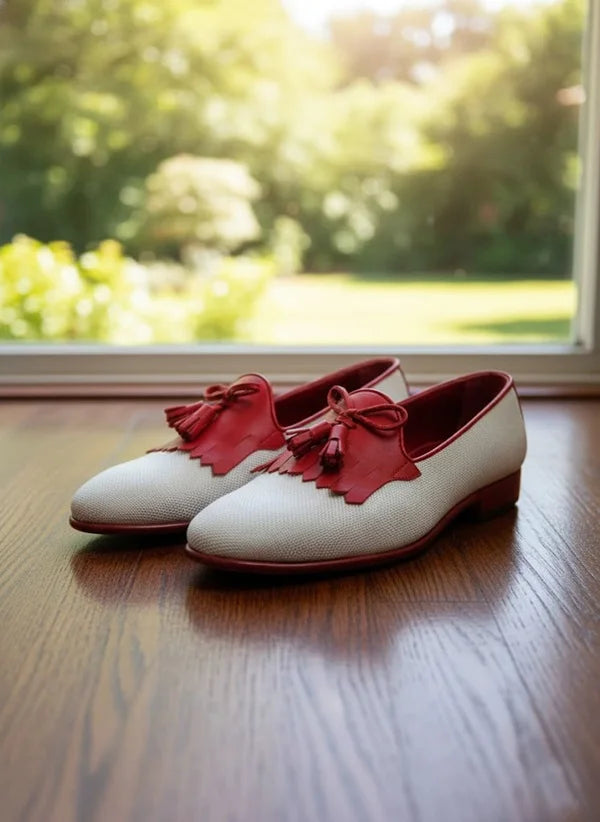 Kiltie White Red Tassel Loafers