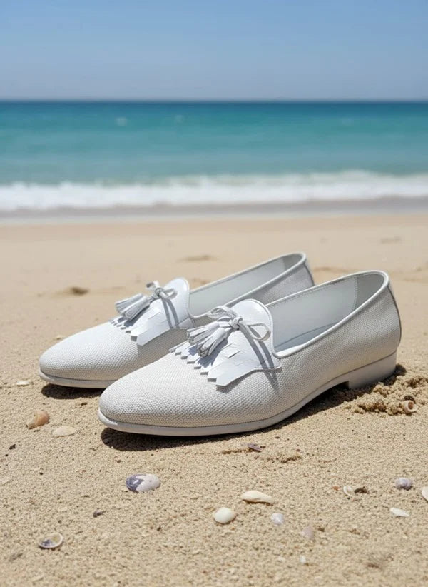 White Tassel Loafers