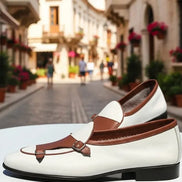 Brown White Leather Shoes