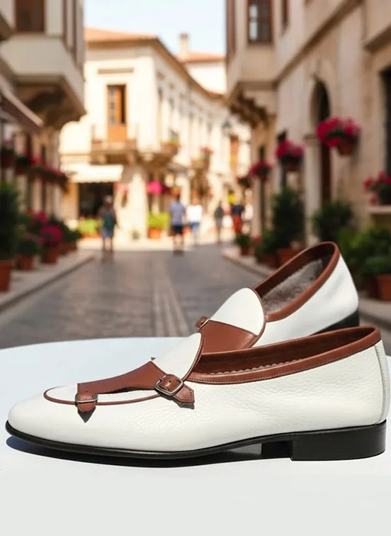 Brown White Leather Shoes