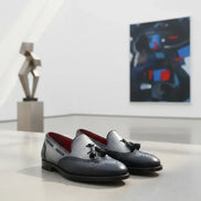 Black Leather Tassel Loafers