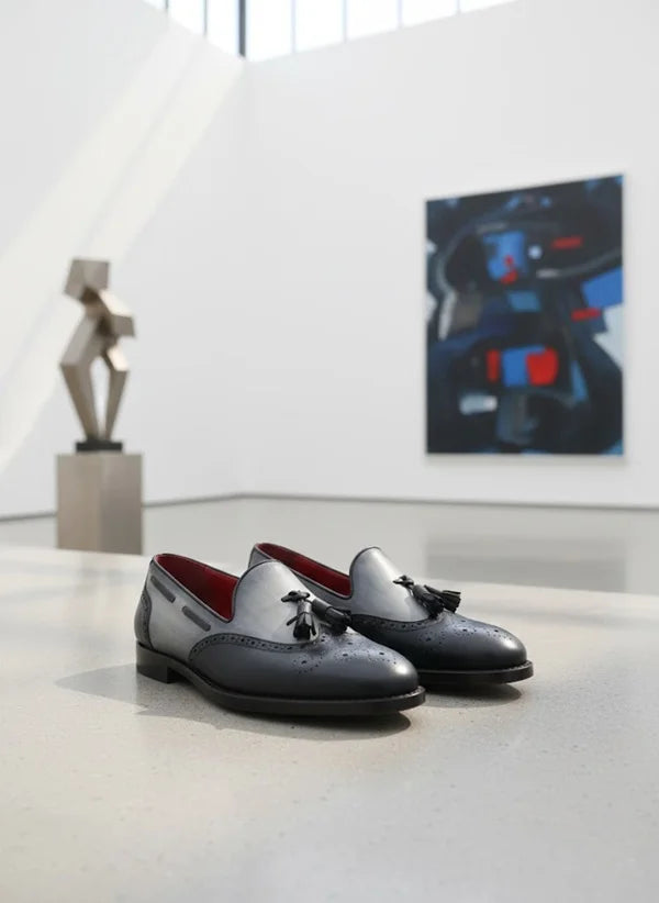 Black Leather Tassel Loafers