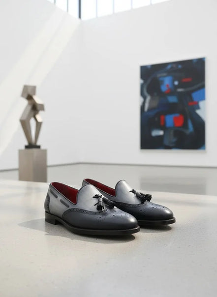 Black Leather Tassel Loafers