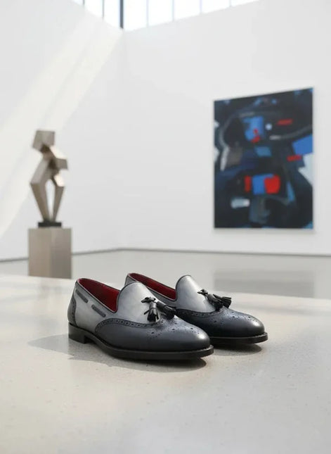 Black Leather Tassel Loafers