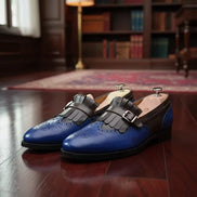 Blue Wing Tip Kilt Loafers