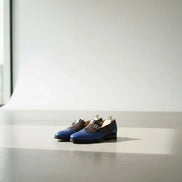 Blue Wing Tip Leather Loafers