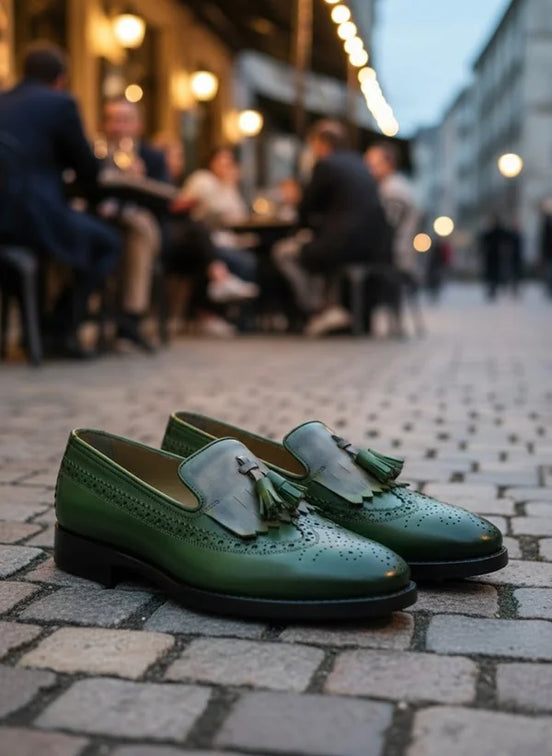 Kiltie Green Tassel Loafers