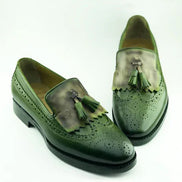 The Celsus Kiltie Green Tassel Loafers