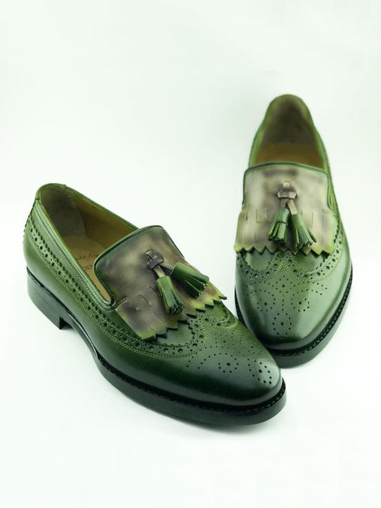 Green Tassel Loafers