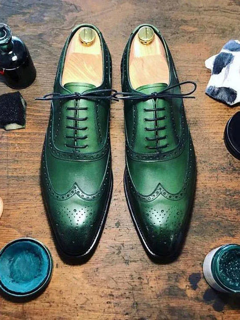 The Celsus Lace Up Green Oxford Shoes