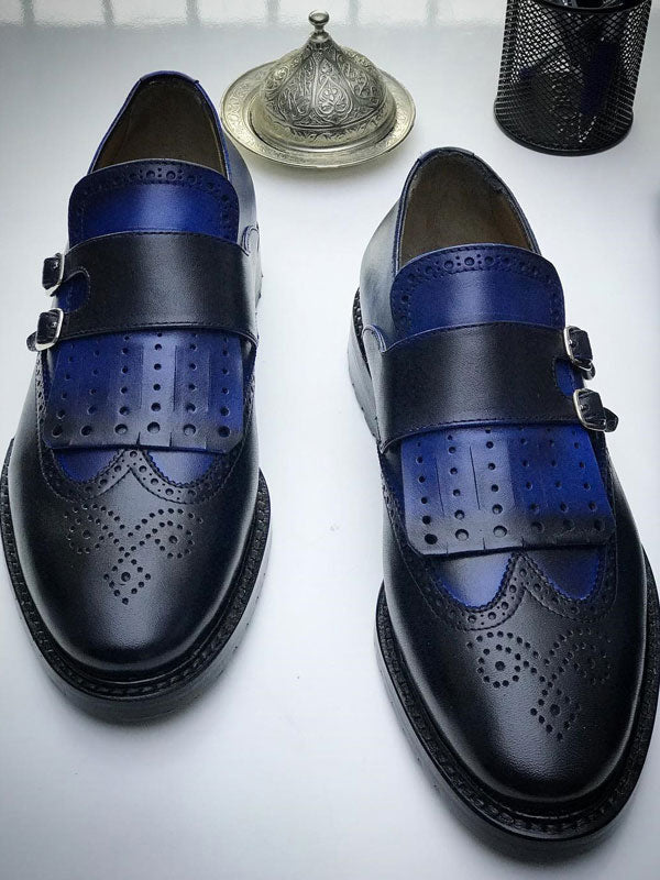 The Celsus Blue Monk Strap Shoes