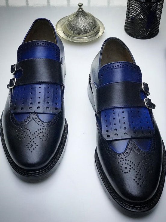 Blue Monk Strap Shoes
