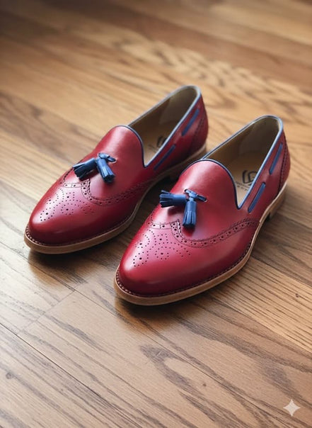 Red Wing Tip Tassel Loafers