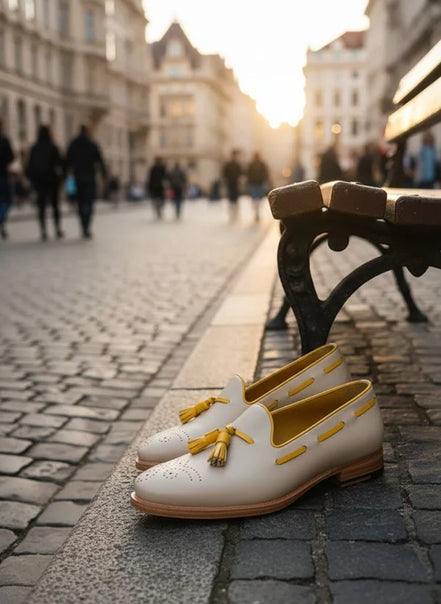 White shoes with yellow tassels
