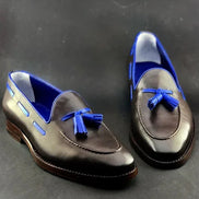 The Charis Blue Black Tassel Loafers
