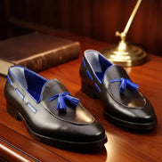 Blue Black Tassel Loafers