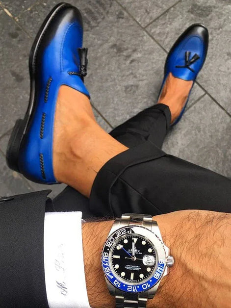 The Charlene Blue Tassel Loafers