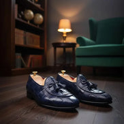 Navy Blue Loafers with Tassels