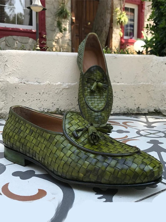 Green Tassel Loafers
