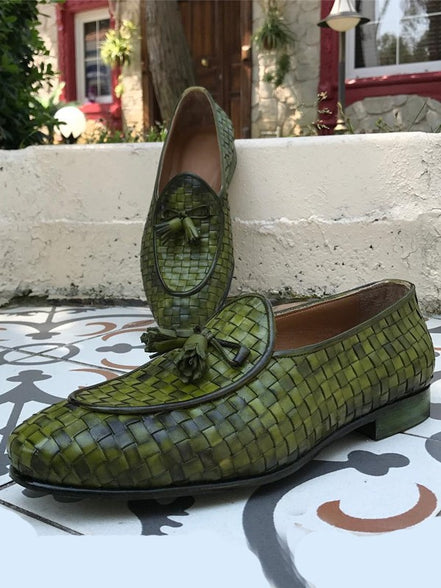 The Defender Classic Green Tassel Loafers